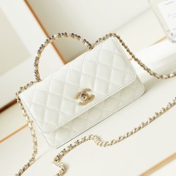 Fake Small Chanel Flap Bag with Top Handle AP3803 White Replica