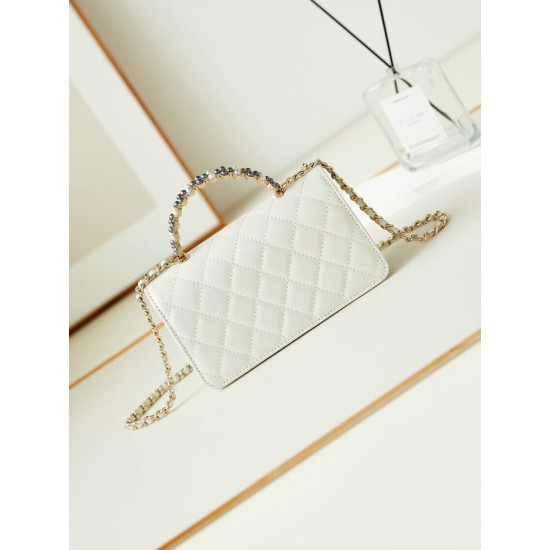 Fake Small Chanel Flap Bag with Top Handle AP3803 White Replica