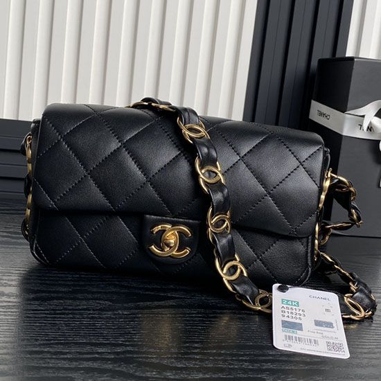 Replica Small Chanel Lambskin Flap Bag AS5167 Black