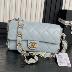 Replica Small Chanel Lambskin Flap Bag AS5167 Light Blue