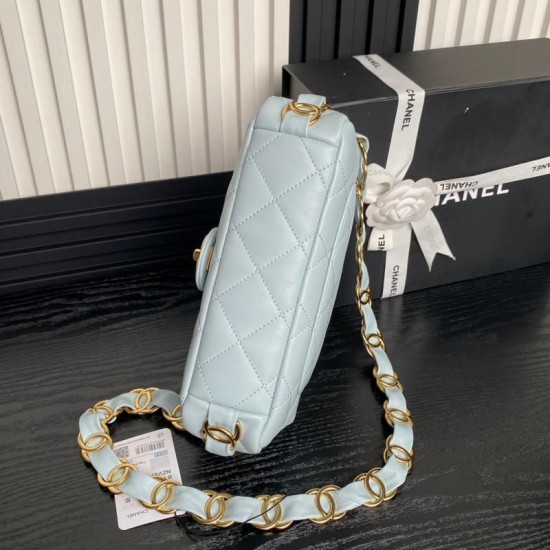 Replica Small Chanel Lambskin Flap Bag AS5167 Light Blue