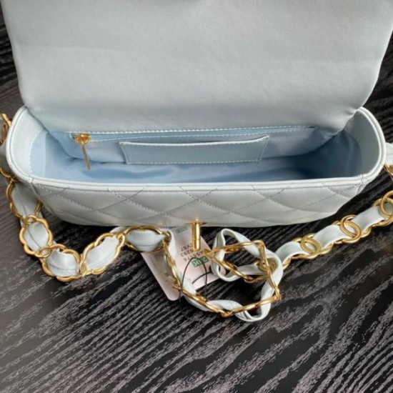 Replica Small Chanel Lambskin Flap Bag AS5167 Light Blue