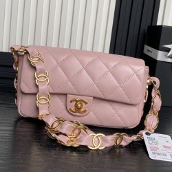 Fake Small Chanel Lambskin Flap Bag AS5167 Pink Replica