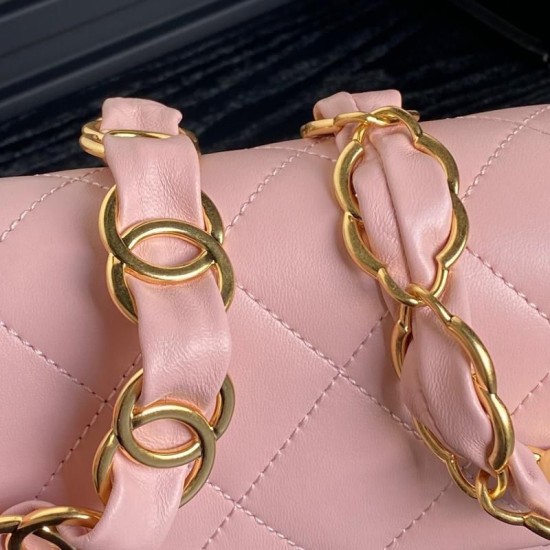 Fake Small Chanel Lambskin Flap Bag AS5167 Pink Replica