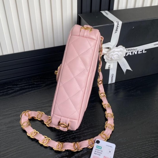 Fake Small Chanel Lambskin Flap Bag AS5167 Pink Replica