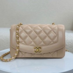 Replica Vintage Chanel Lambskin Flap Bag Beige A2221