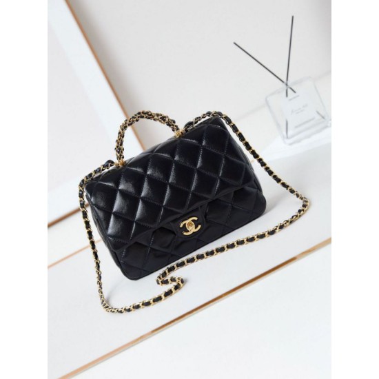 Replica Chanel 24B Gold Chain Handle Bag AS5043 Black