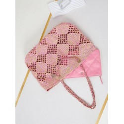 Replica Chanel Maxi Shopping Raffia Coco Beach Bag AS4576 Pink