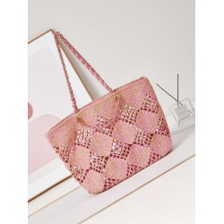 Replica Chanel Maxi Shopping Raffia Coco Beach Bag AS4576 Pink