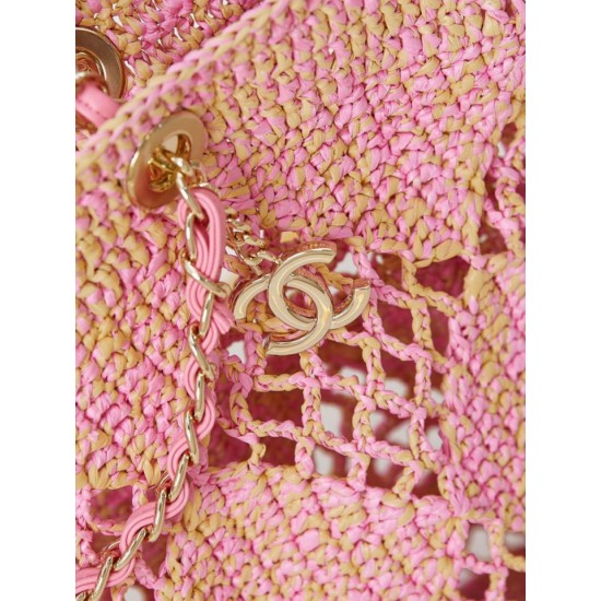 Replica Chanel Maxi Shopping Raffia Coco Beach Bag AS4576 Pink