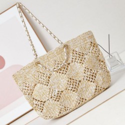 Replica Chanel Maxi Shopping Raffia Coco Beach Bag AS4576 Beige