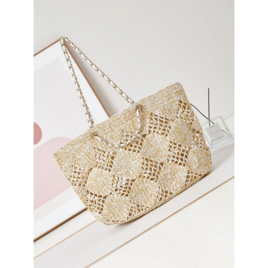 Replica Chanel Maxi Shopping Raffia Coco Beach Bag AS4576 Beige