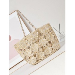 Replica Chanel Maxi Shopping Raffia Coco Beach Bag AS4576 Beige
