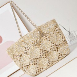 Replica Chanel Maxi Shopping Raffia Coco Beach Bag AS4576 Beige