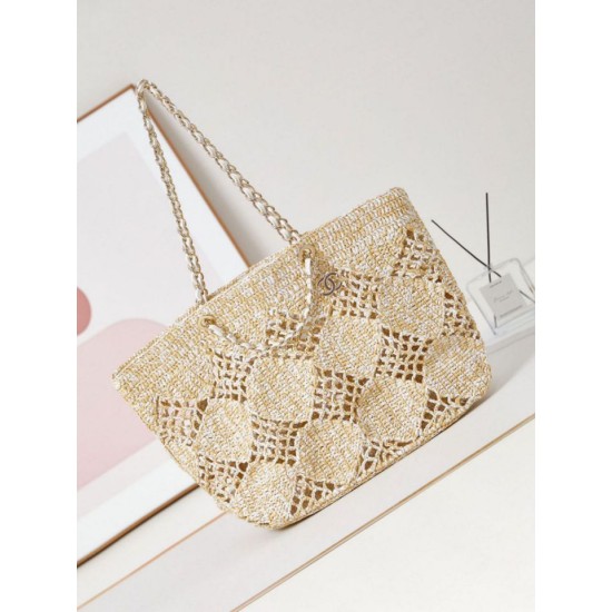 Replica Chanel Maxi Shopping Raffia Coco Beach Bag AS4576 Beige