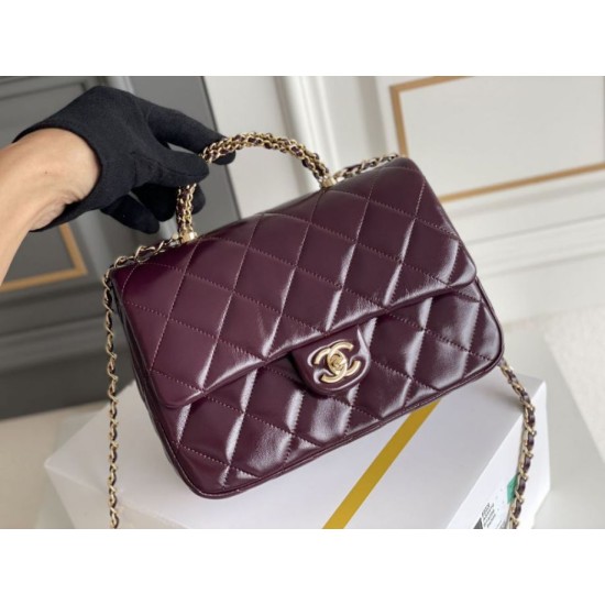 Replica Chanel Mini flap bag with top handle Bag AS5043/AS5032 Burgundy