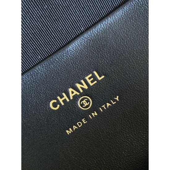 Fake Chanel Small Shiny Lambskin With Chain AP4027 Black Replica