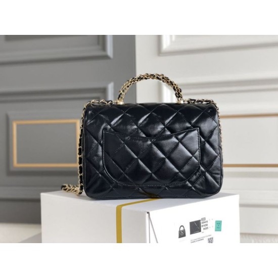 Fake Chanel Mini flap bag with top handle Bag AS5043/AS5032 Black Replica