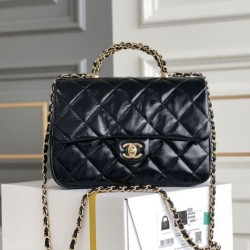 Fake Chanel Mini flap bag with top handle Bag AS5043/AS5032 Black Replica