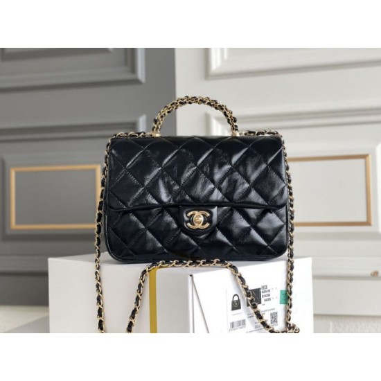 Fake Chanel Mini flap bag with top handle Bag AS5043/AS5032 Black Replica
