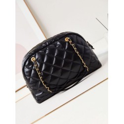 Replica Chanel 24A Maxi Bowling Bag Washed Denim AS4812 Black