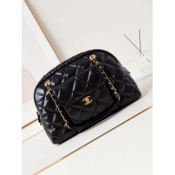 Replica Chanel 24A Maxi Bowling Bag Washed Denim AS4812 Black