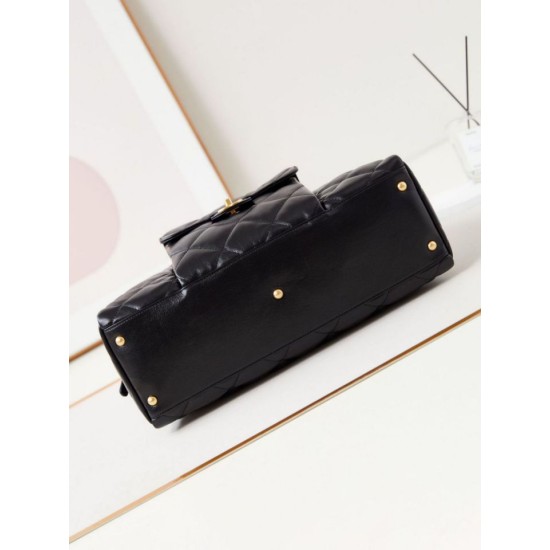 Replica Chanel 24A Maxi Bowling Bag Washed Denim AS4812 Black