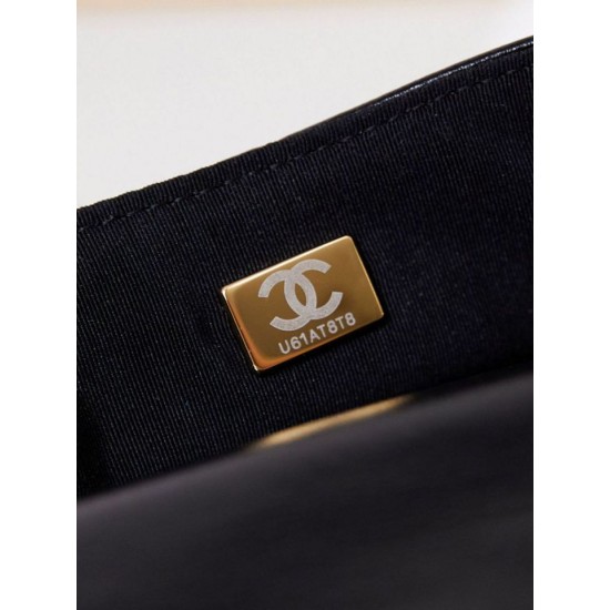 Replica Chanel 24A Maxi Bowling Bag Washed Denim AS4812 Black