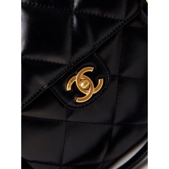 Replica Chanel 24A Maxi Bowling Bag Washed Denim AS4812 Black