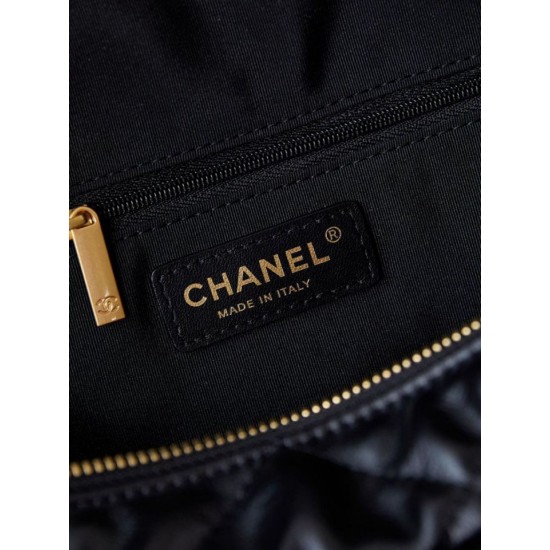 Replica Chanel 24A Maxi Bowling Bag Washed Denim AS4812 Black