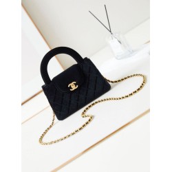 Replica Chanel 23K Kelly Mini shopping bag AS4416 Wool Black