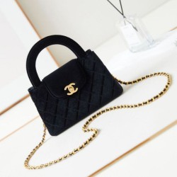 Replica Chanel 23K Kelly Mini shopping bag AS4416 Wool Black