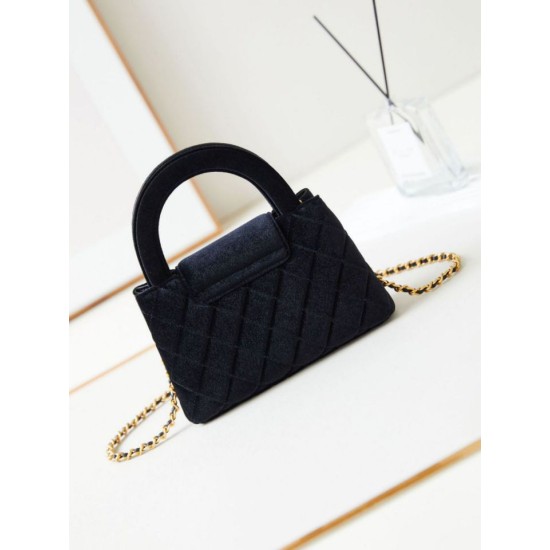 Replica Chanel 23K Kelly Mini shopping bag AS4416 Wool Black