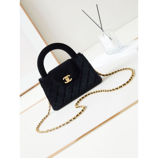 Replica Chanel 23K Kelly Mini shopping bag AS4416 Wool Black