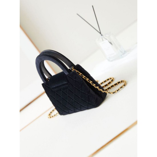 Replica Chanel 23K Kelly Mini shopping bag AS4416 Wool Black