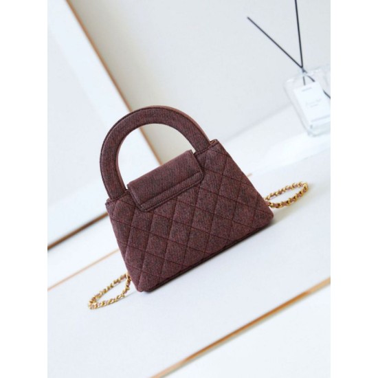 Replica Chanel 23K Kelly Mini shopping bag AS4416 Wool Burgundy