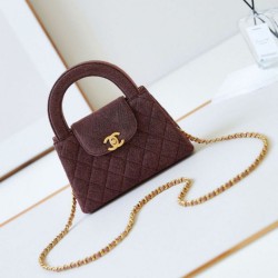 Replica Chanel 23K Kelly Mini shopping bag AS4416 Wool Burgundy