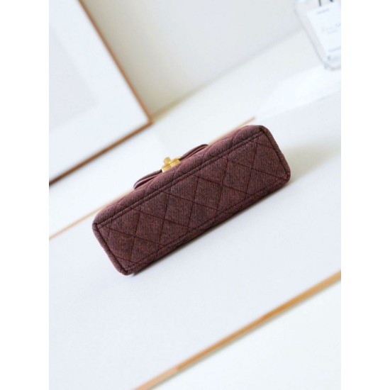 Replica Chanel 23K Kelly Mini shopping bag AS4416 Wool Burgundy