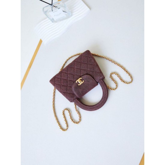 Replica Chanel 23K Kelly Mini shopping bag AS4416 Wool Burgundy