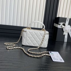 Fake Chanel Mini Vanity Case With Chain AP1472 White Replica