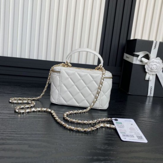 Fake Chanel Mini Vanity Case With Chain AP1472 White Replica