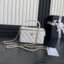 Fake Chanel Mini Vanity Case With Chain AP1472 White Replica