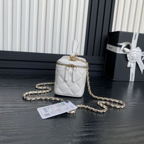 Fake Chanel Mini Vanity Case With Chain AP1472 White Replica