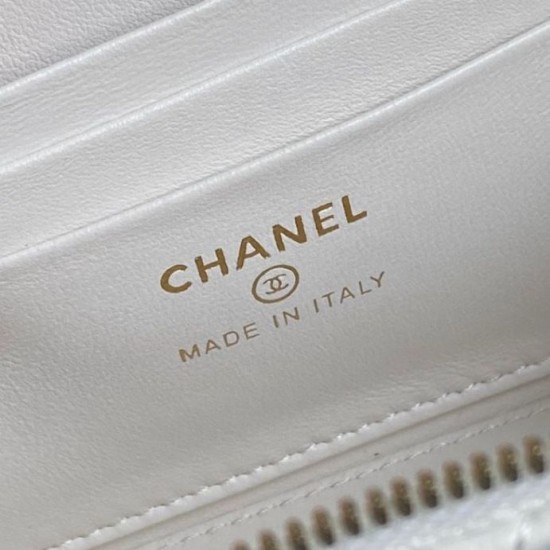 Fake Chanel Mini Vanity Case With Chain AP1472 White Replica