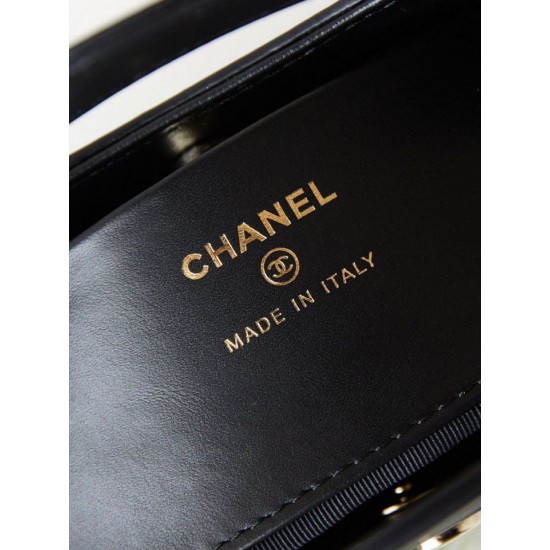 Fake Chanel 31 Mini Shopping Bag Chain Clutch Shiny AS3656 Black Replica