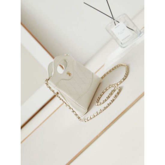Replica Chanel 31 Mini Shopping Bag Chain Clutch Shiny AS3656 White