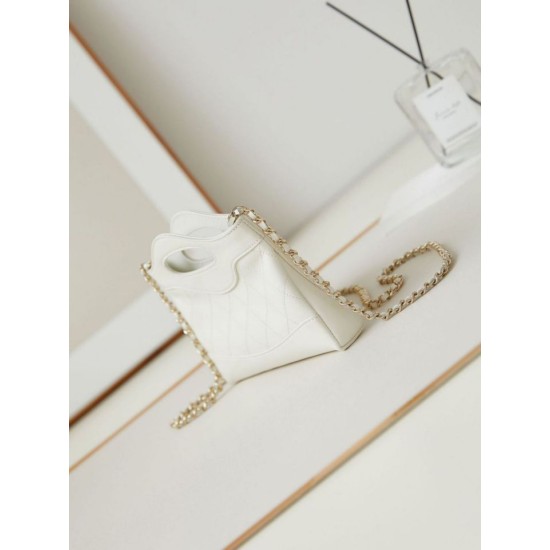 Replica Chanel 31 Mini Shopping Bag Chain Clutch Shiny AS3656 White