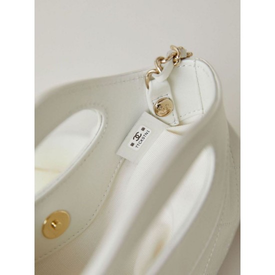 Replica Chanel 31 Mini Shopping Bag Chain Clutch Shiny AS3656 White