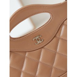 Fake Chanel 31 Mini Shopping Bag Chain Clutch Shiny AS3656 Beige Replica