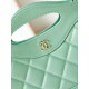 Fake Chanel 31 Mini Shopping Bag Chain Clutch Shiny AS3656 Light Green Replica